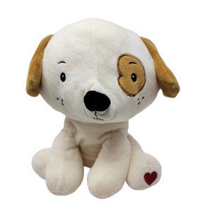 Puppy Dog Plush Stuffed Animal 10" Sitting Ivory & Brown Spot On Eye Dan Dee